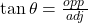 \tan\theta=\frac{opp\;}{adj}