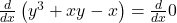 \frac d{dx}\left(y^3+xy-x\right)=\frac d{dx}0