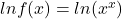 lnf(x)=ln(x^x)