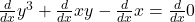 \frac d{dx}y^3+\frac d{dx}xy-\frac d{dx}x=\frac d{dx}0