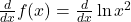 \frac d{dx}f(x)=\frac d{dx}\ln x^2