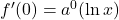 f'(0)=a^0(\ln x)