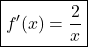 \boxed{f'(x)=\frac2x}