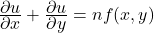 \frac{\displaystyle\partial u}{\displaystyle\partial x}+\frac{\displaystyle\partial u}{\displaystyle\partial y}=nf(x,y)