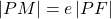 ⇒\;\;\;\left|PM\right|=e\left|PF\right|