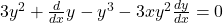 3y^2+\frac d{dx}y-y^3-3xy^2\frac{dy}{dx}=0