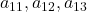 a_{11}, a_{12}, a_{13}