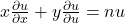 x\frac{\partial u}{\partial x}+y\frac{\partial u}{\partial u}=nu