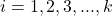 i=1,2,3,...,k